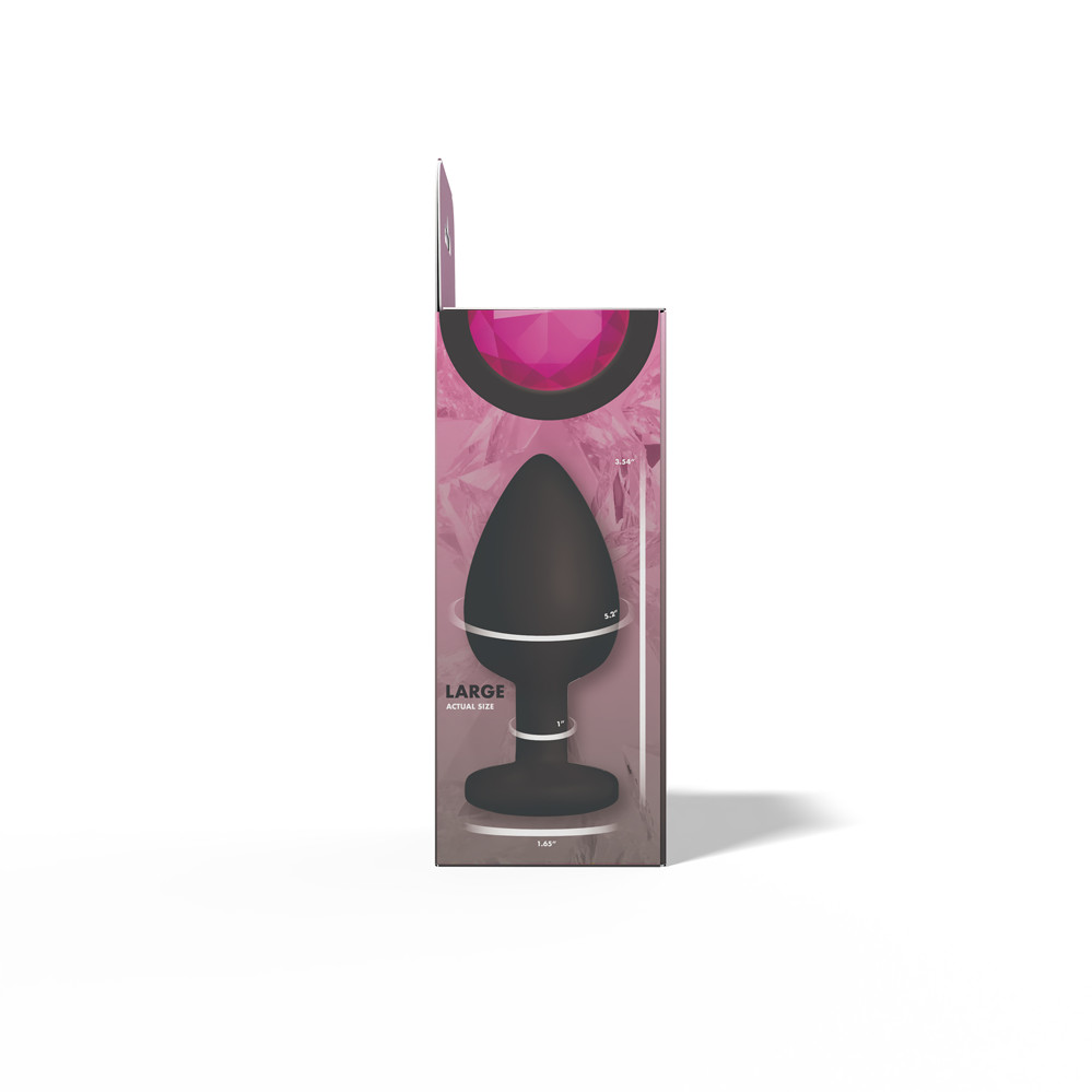 Gemma Pink Gem Black Silicone Plug - Large