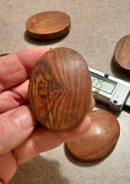5 -Wood Rifle Shotgun Pistol Grip Cap (measurements in pics-1.75 by 2.30 inches)