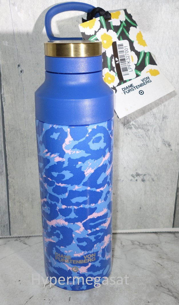 Diane Von Furstenberg 18.5 oz Vacuum Insulated Stainless Steel Water Bottle Blue