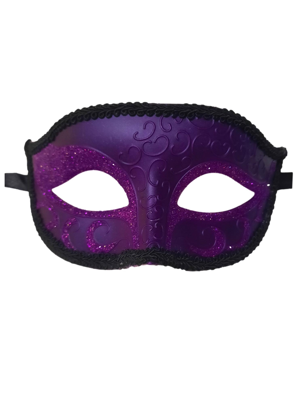 Dark Purple Elegant Crescent Glitter Venetian Masquerade Mask