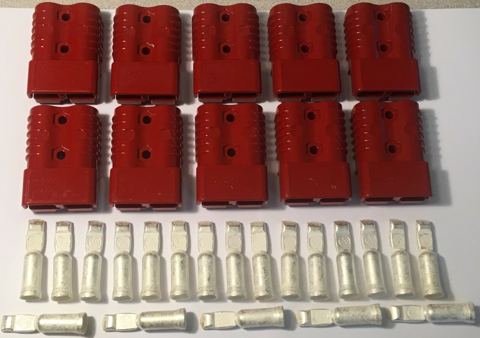 10 Pack Authentic Anderson SB175 Kit Red Housings + 1/0 AWG Contacts