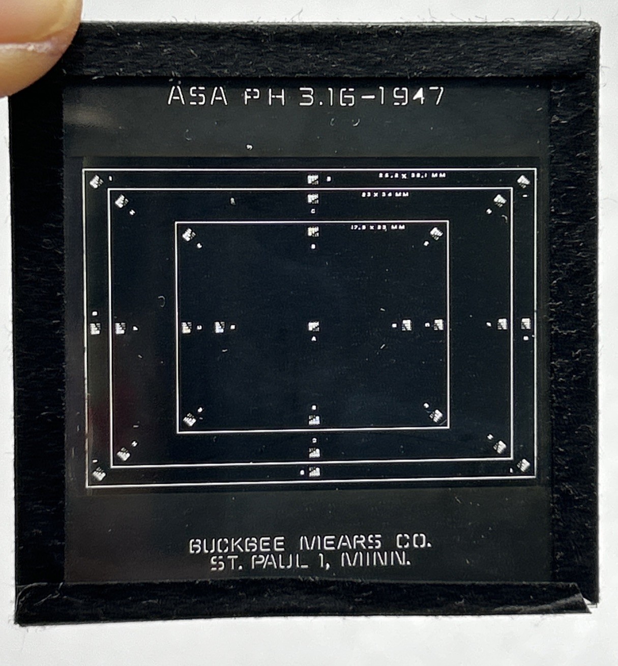 Buckbee Mears 1947 ASA Reticle Glass Microscope/Camera Alignment Target Plate