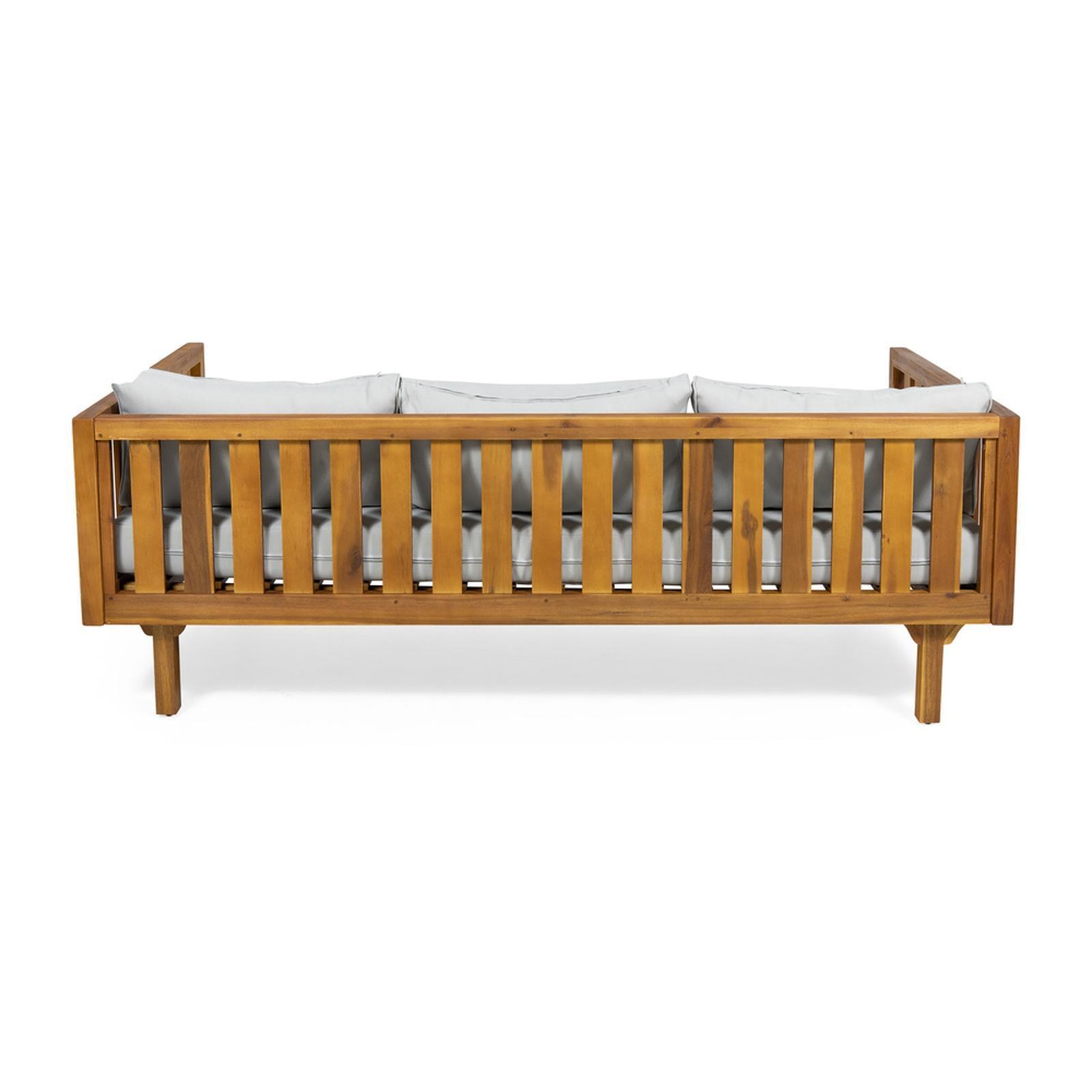 3-Seater Outdoor Daybed with Sleek Acacia Wood Frame, Homey Slat Design, and