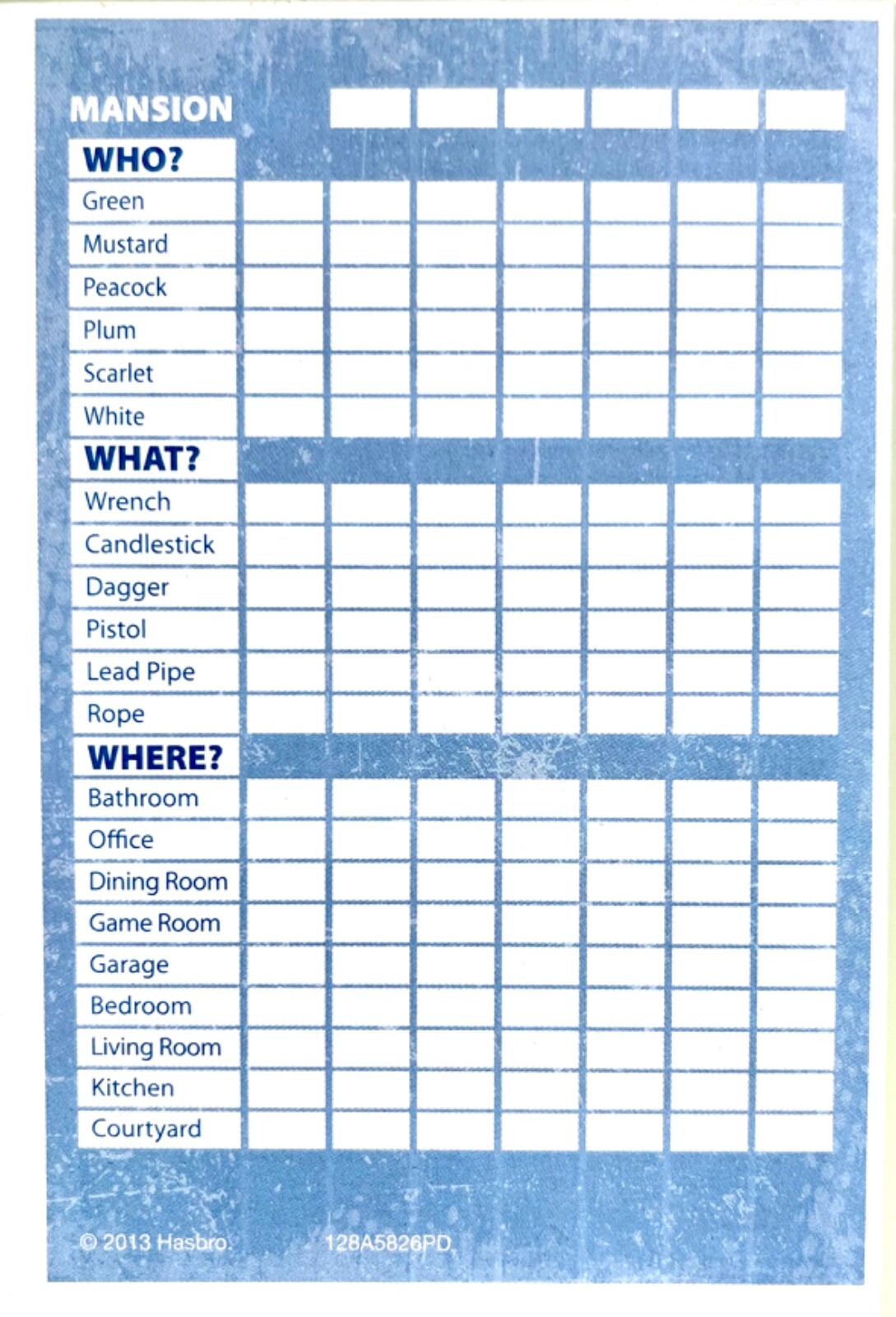CLUE Game Detective Notepad - Replacement Pieces Parts w Classic Characters