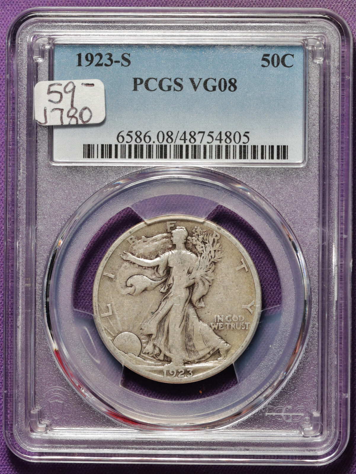 1923-s Walking Liberty Half Dollar.  In PCGS Holder.  VG 08.  j780