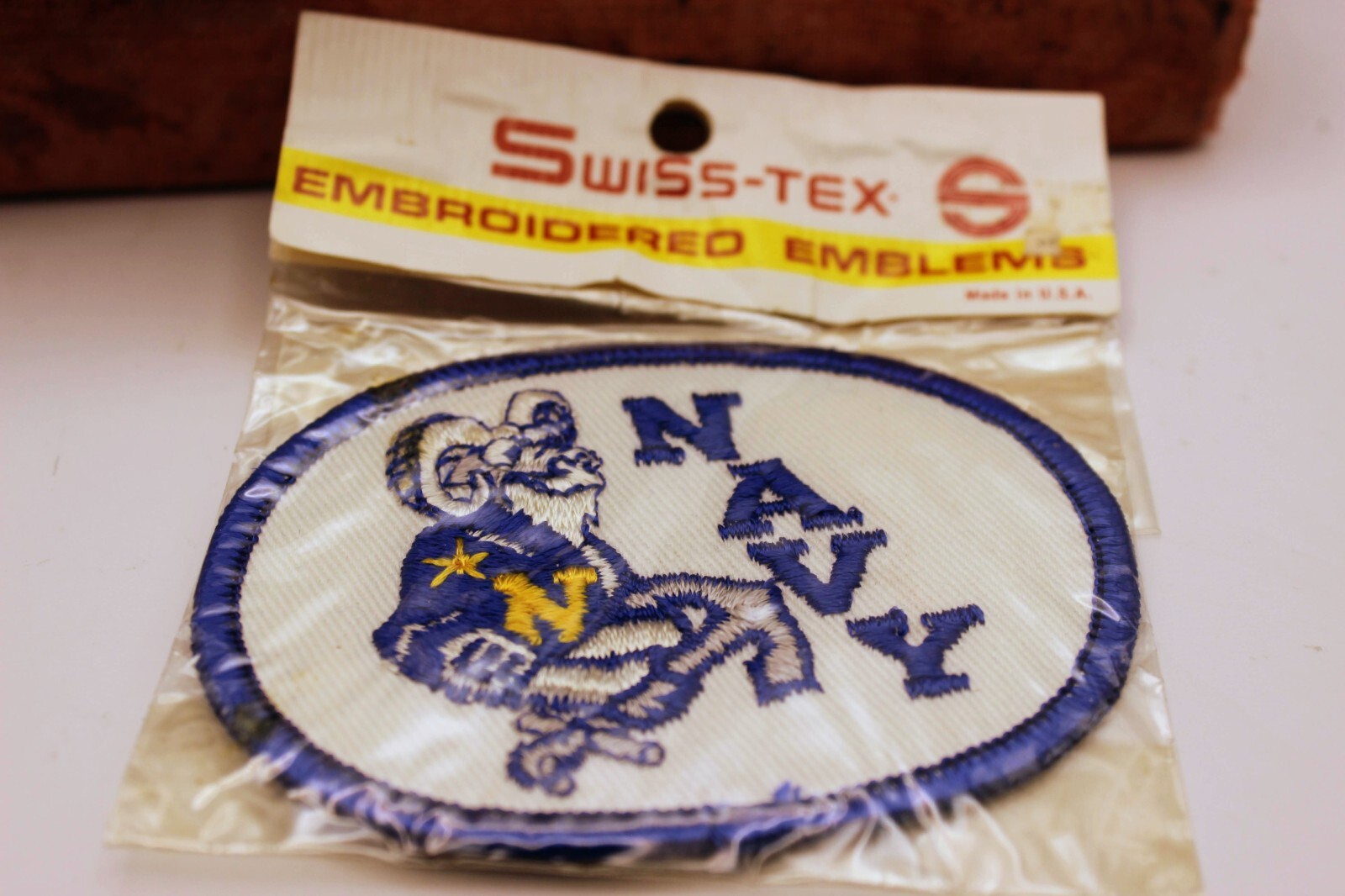 Navy Patch Ram Emblem Oval VTG Original Package by Swiss Tex