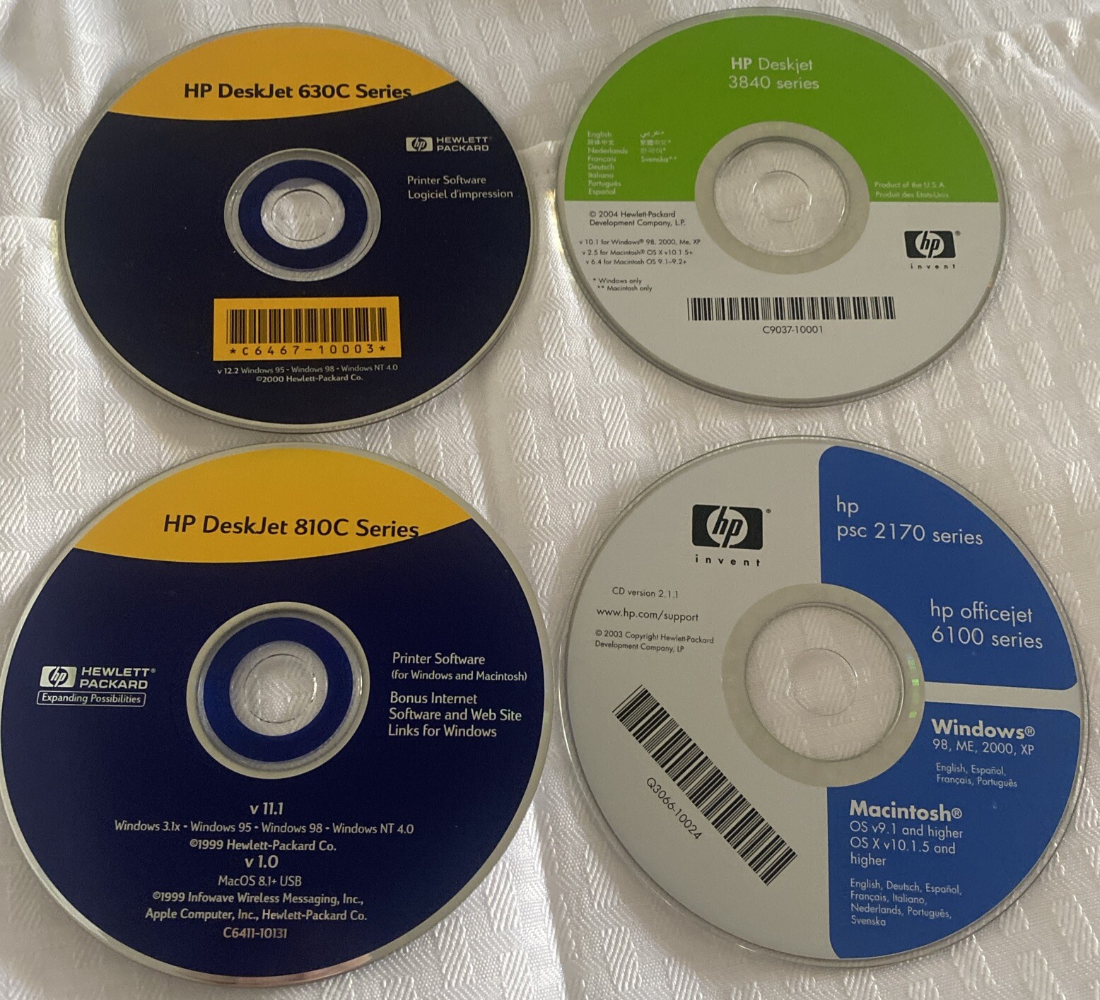 HP DeskJet 630C, 3840 & 810C + officejet 6100 Series CDs Free Shipping