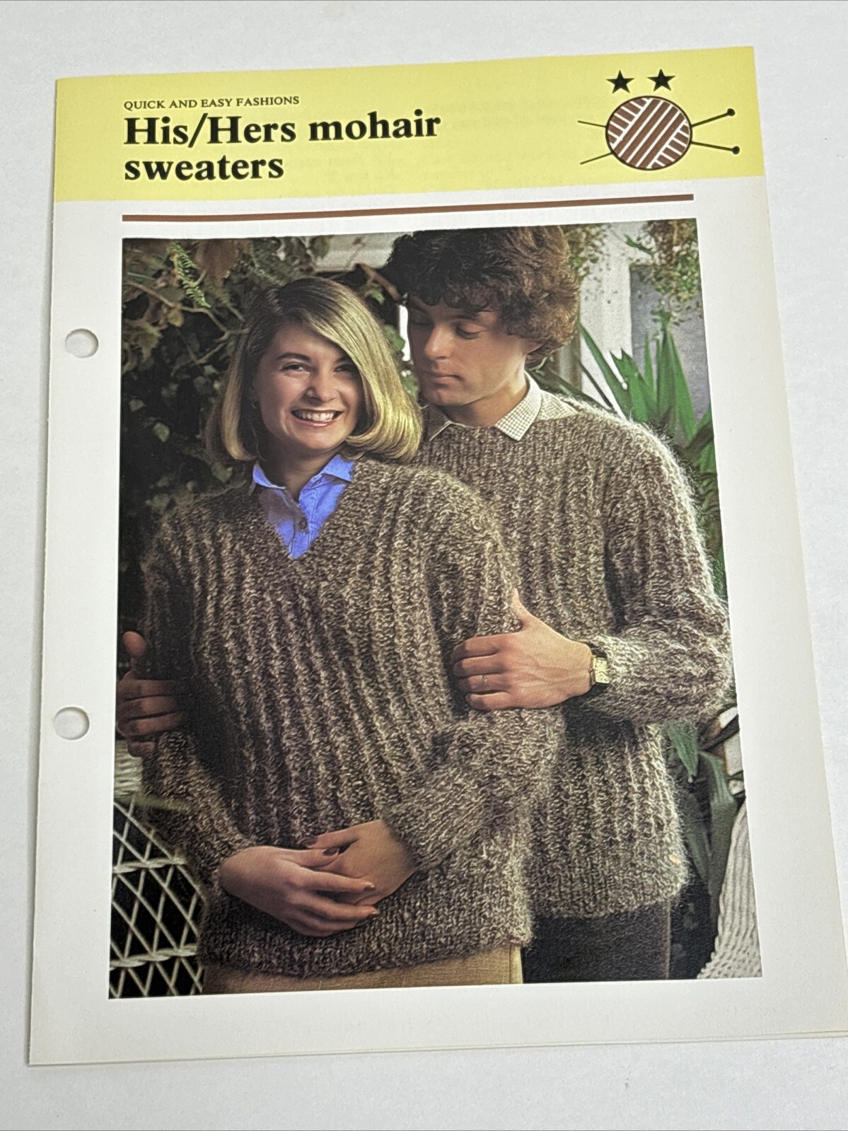 Mohair Sweaters His & Hers Knitting Pattern Card