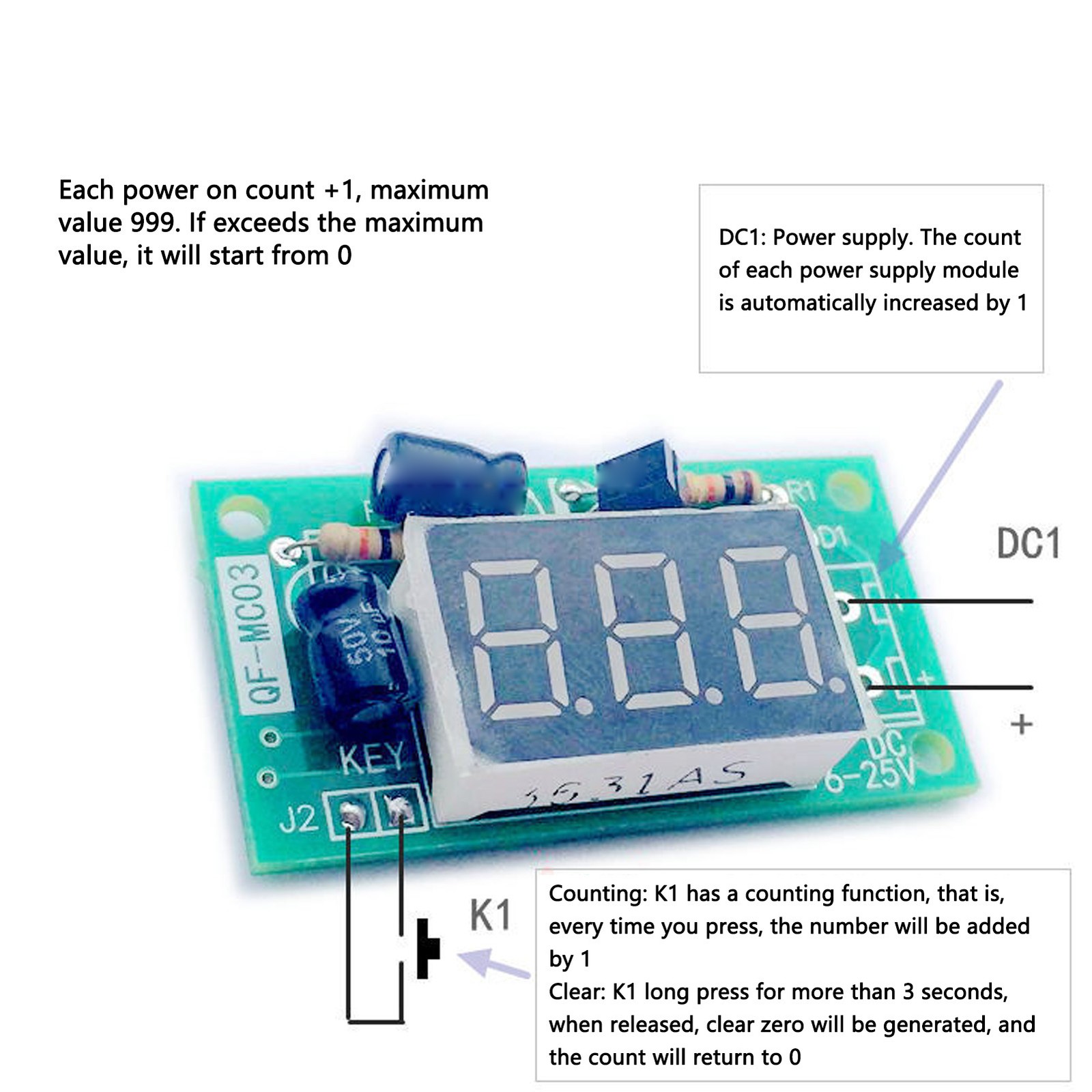 3-Bit Trigger Counter Module Memory Function For Machine (4-7V)