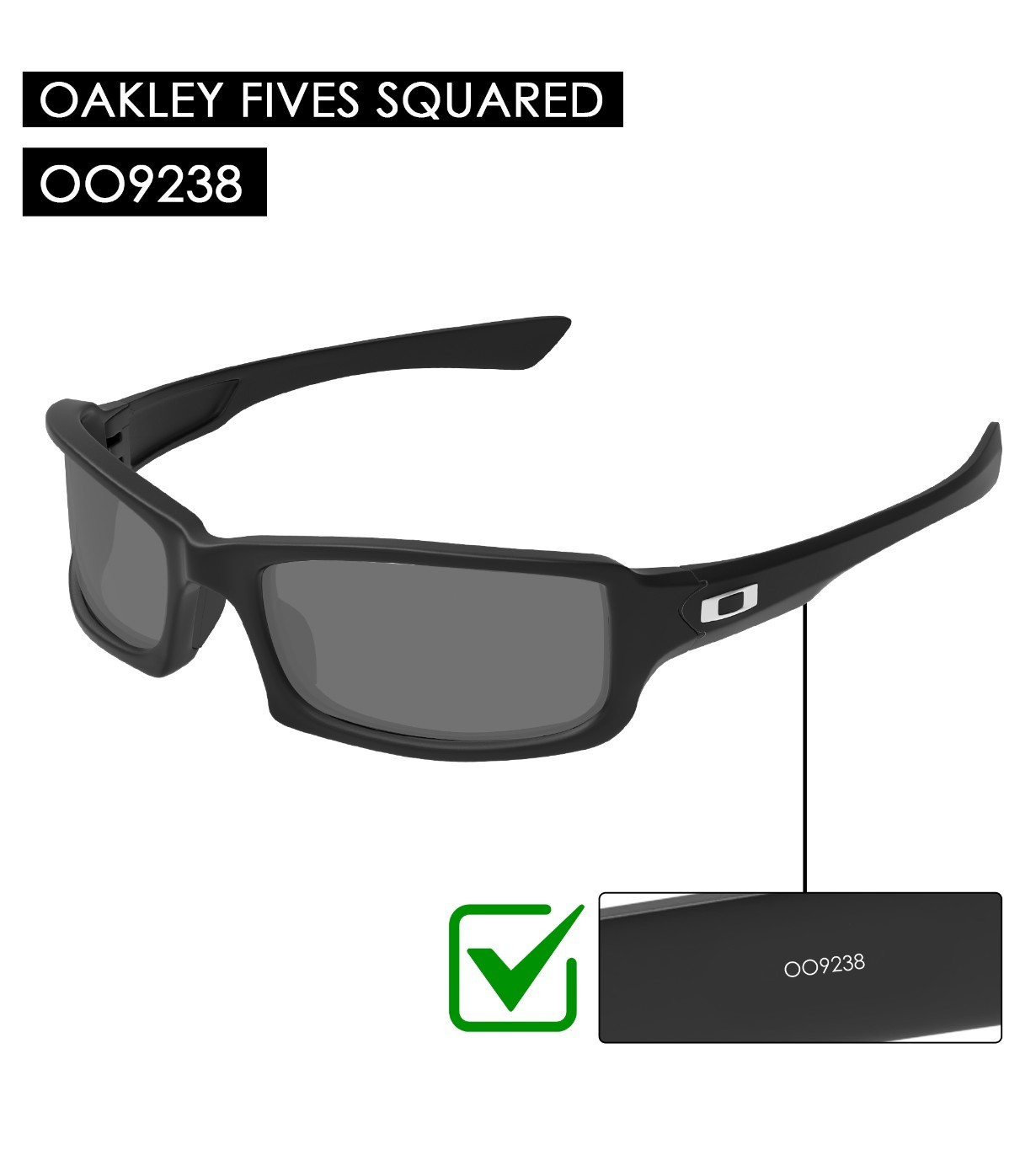 Polarized Replacement Lenses for-Oakley Fives Squared (4+1)² O9238 Green Mirror
