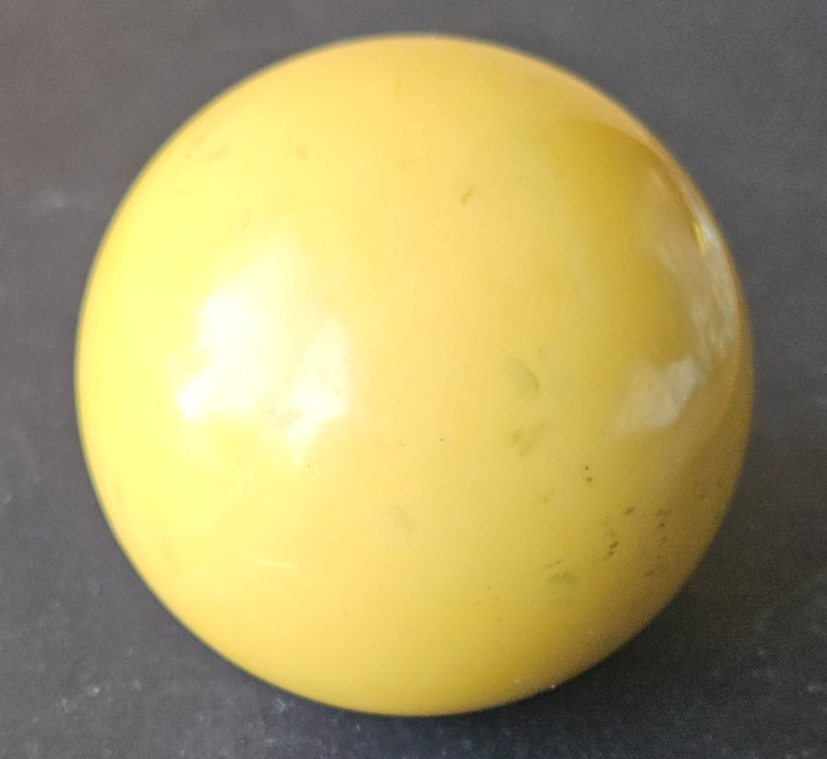 YELLOW, SOLID BILLIARD / POOL BALL. VINTAGE. NO DAMAGE. ORIGINAL. 2.25 IN.