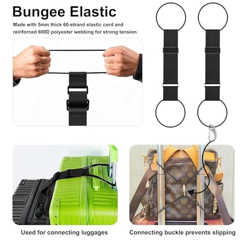 5 Pack Adjustable Luggage Connector Straps for Multiple Suitcases | Adjustable