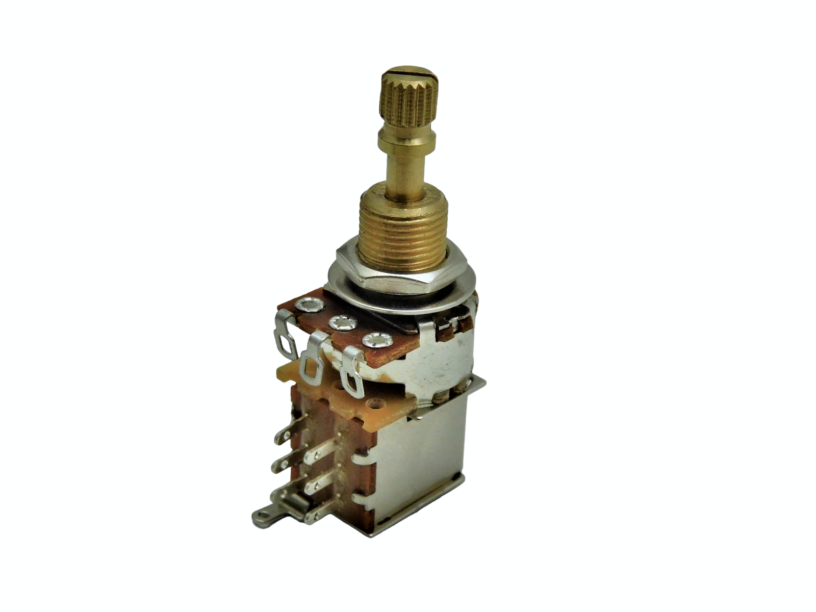A500k PUSH PUSH SHORT SPLIT SHAFT AUDIO TAPER POTENTIOMETER DPDT
