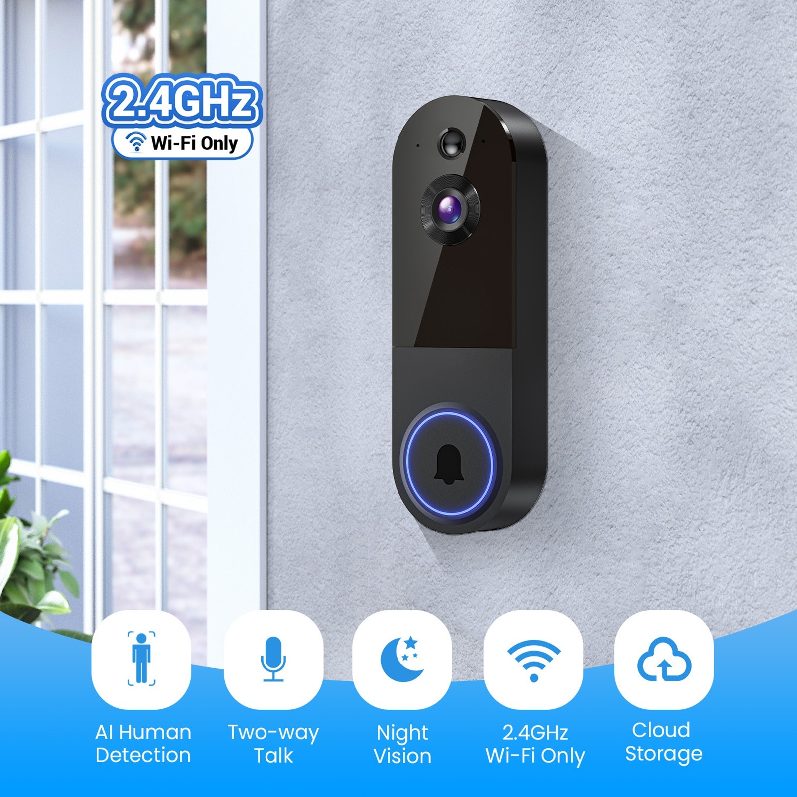 WiFi Video Doorbell 1080P Wireless Bell APP Smart Intercom Camera Ring Bell