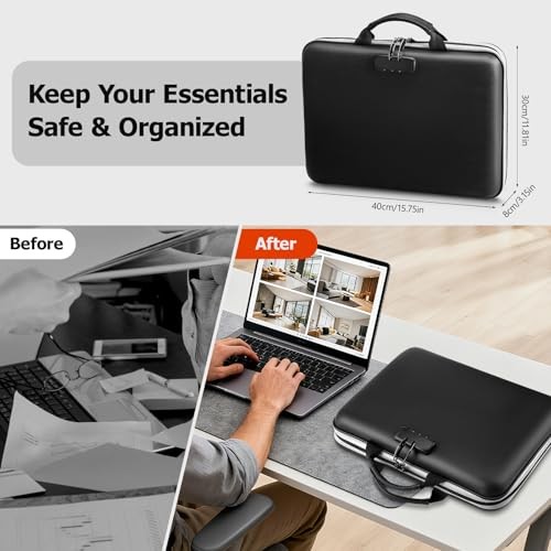 5200℉ Fireproof File Organizer with Combination Lock, Hard Shell Multi-pocket