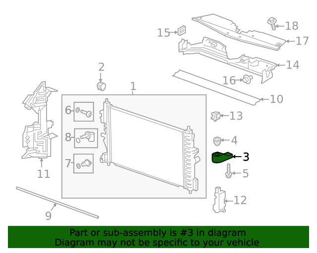 Genuine GM Passenger Side Radiator Lower Bracket 39120016