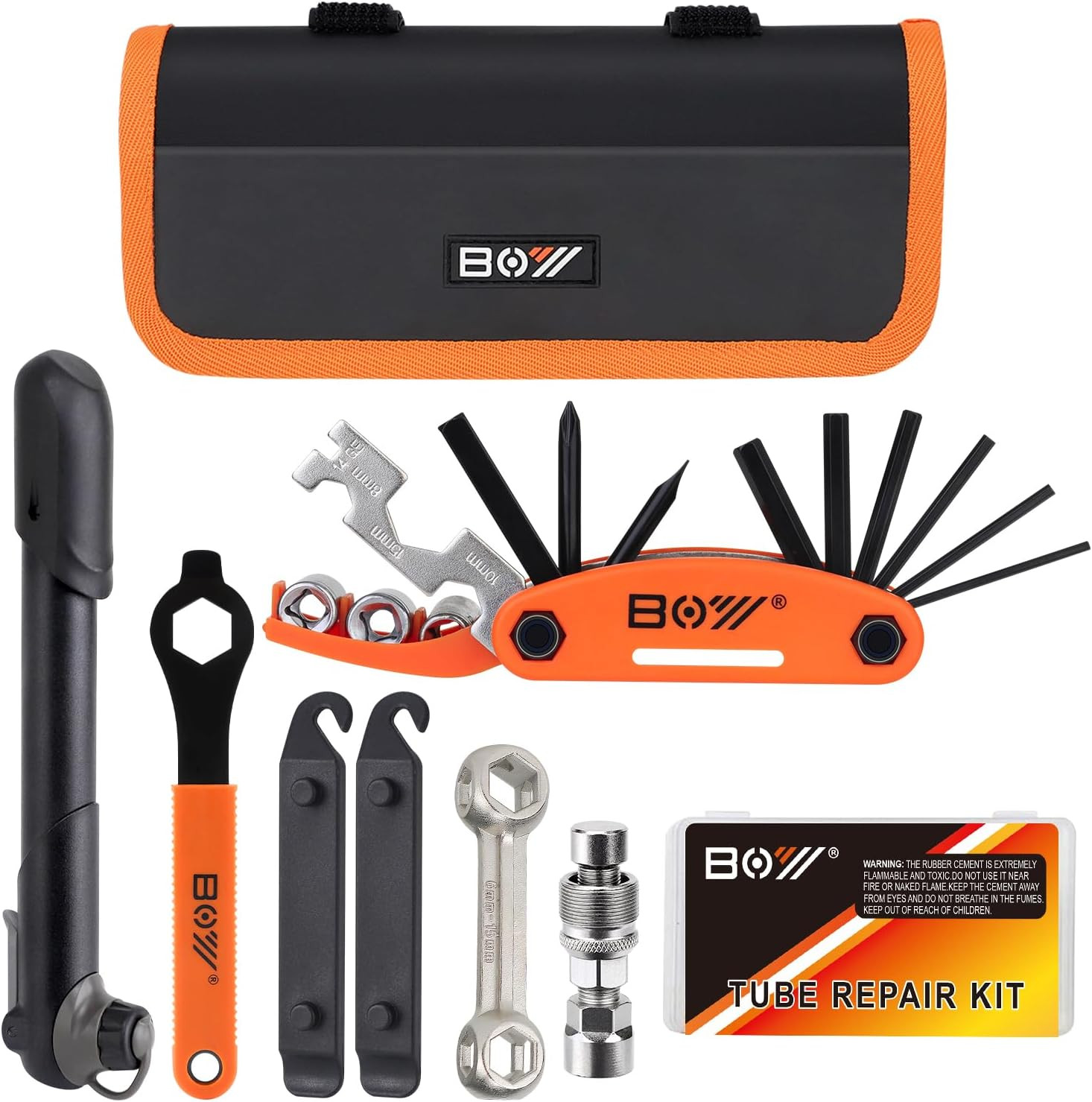 Bicycle Repair Bag with Tire Pump, Portable Tool Kit for Camping Travel - Bike G