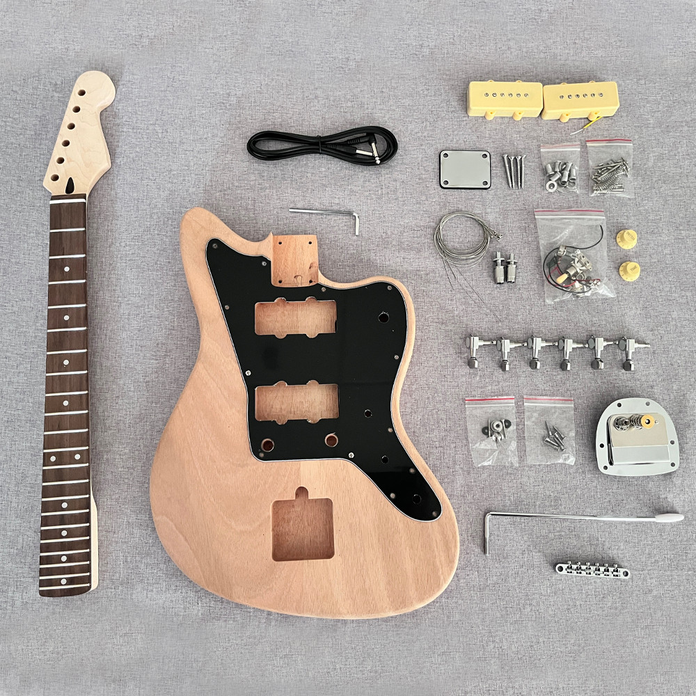 Unfinished jazzmaster Style Electric Guitar Kit DIY Project P90 Pickups Tremolo