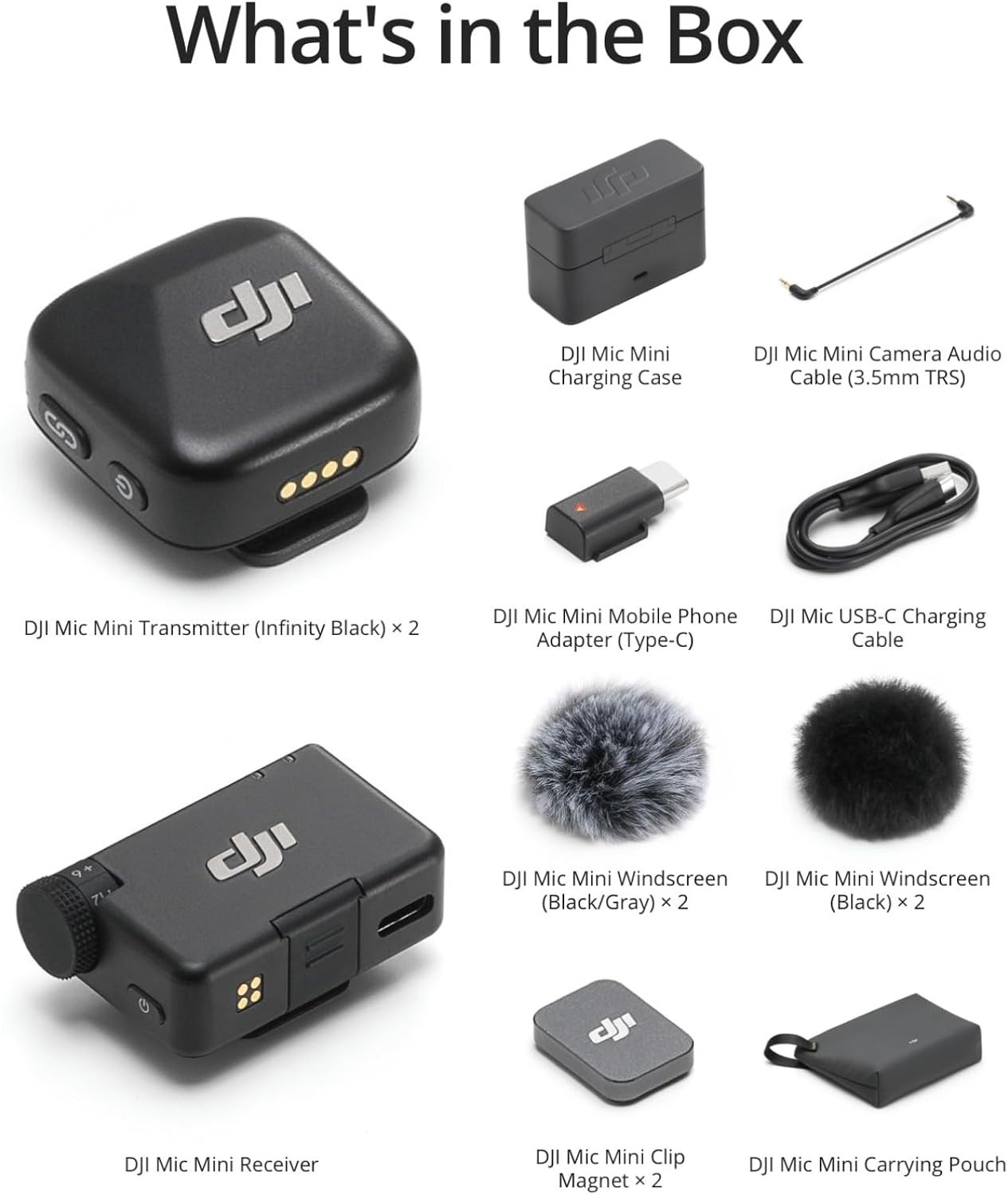 DJI Mic Mini [2 TX + 1 RX + Charging Case] Wireless Lavalier Microphone
