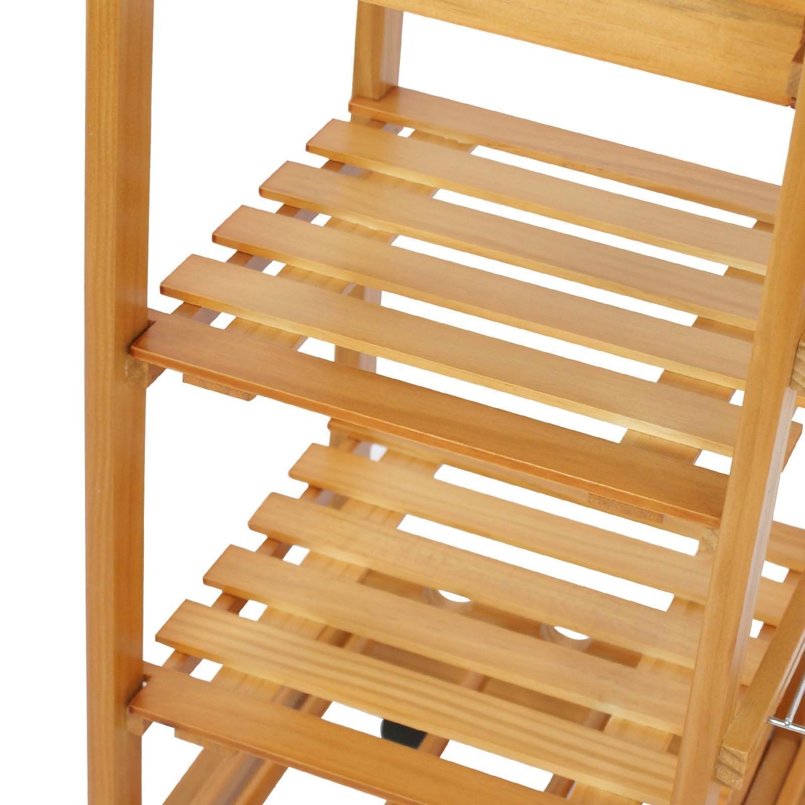 Durable Bamboo Rolling Kitchen Storage Cart Trolley wi/ Storage Drawers Baskets