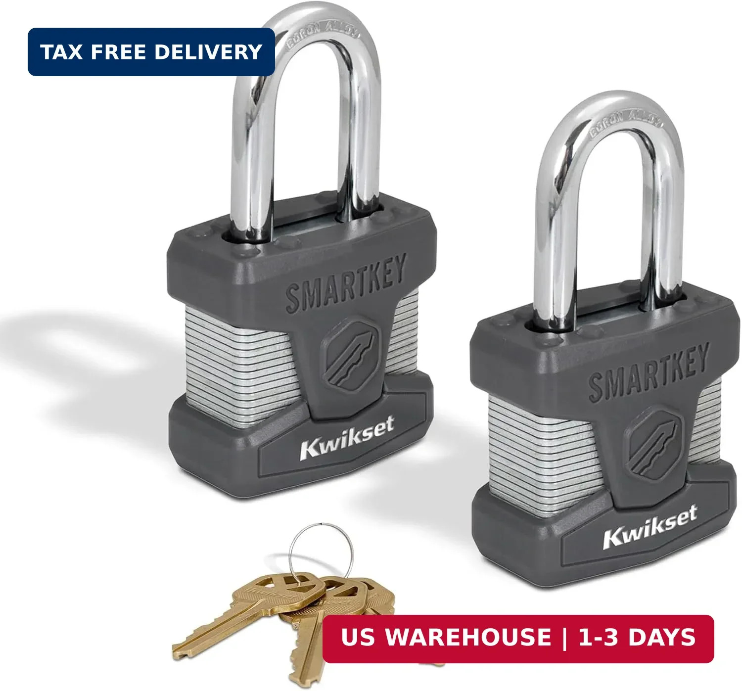 Kwikset SmartKey Re-Keyable Laminated Steel Padlock with Boron Carbide Shackle,