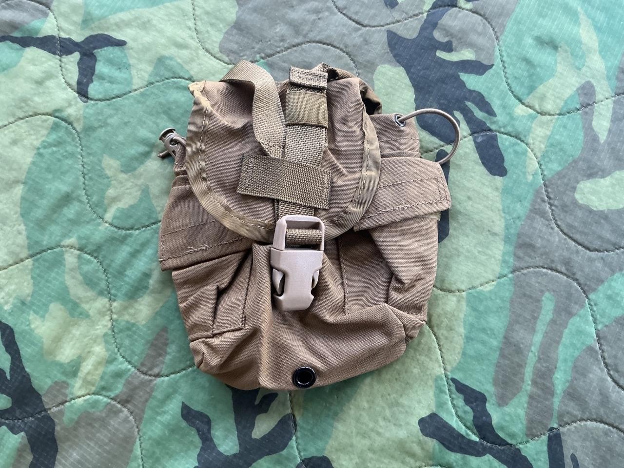 USMC Marine Military Surplus MOLLE Utility 1QT Water Canteen Belt Pouch Coyote