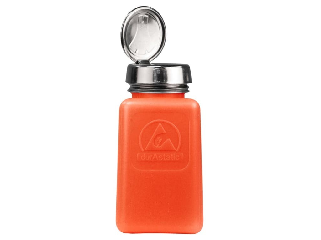 Menda 35270 - durAstatic dissipative HDPE orange square bottle w/one-touch pump,