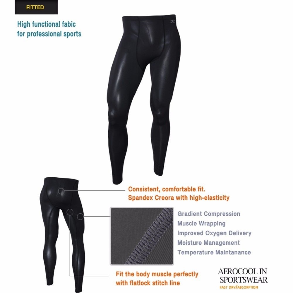 Mens Compression Pants Base Layer Long Bottom Functional Coolon Fabric Orange PS