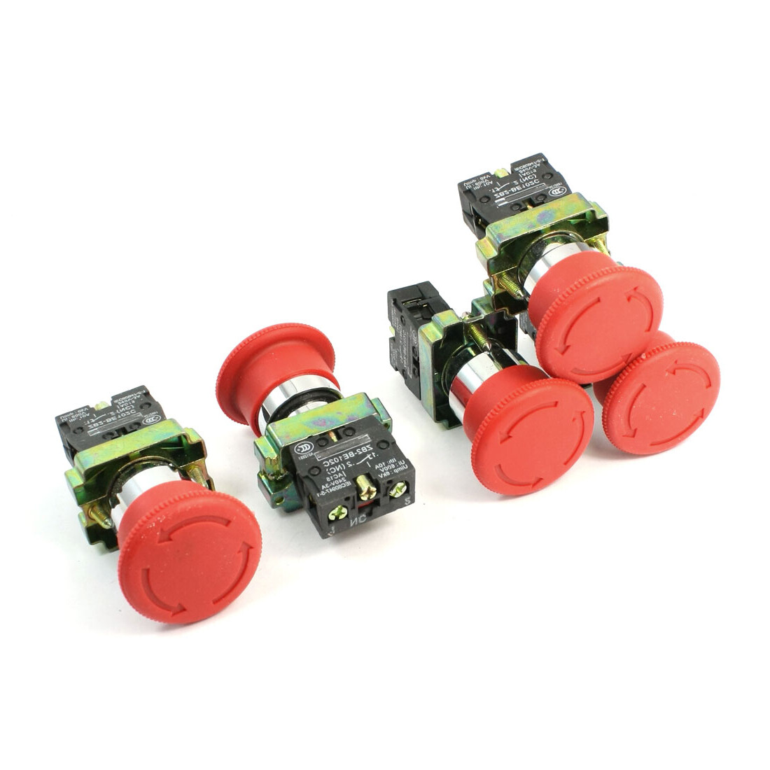 5 Pcs N/C SPST Latching Action Emergency Stop Push Button Switch 10A 600V