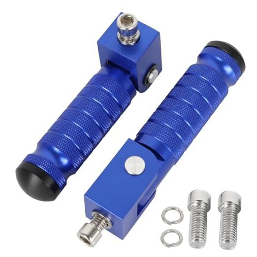 Motorcycle M8 Universal Foot Pegs CNC Foldable & Anti-Skid 90 Degree Blue