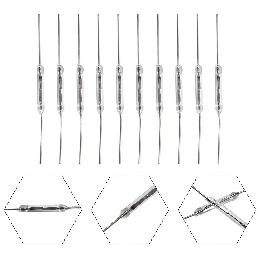 100pcs 10W Reed Switch Glass NO Low Voltage Current 2*14mm Normal Open