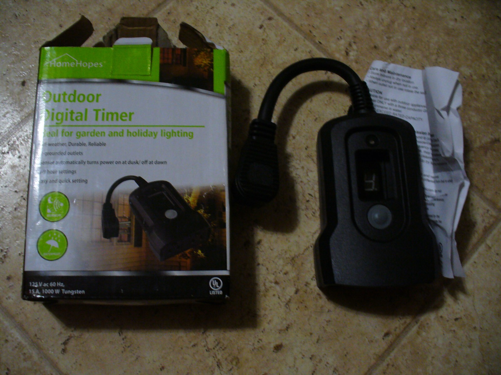 Home Hopes Outdoor Digital Timer Ideal for garden and holiday lighting 2 Outlets