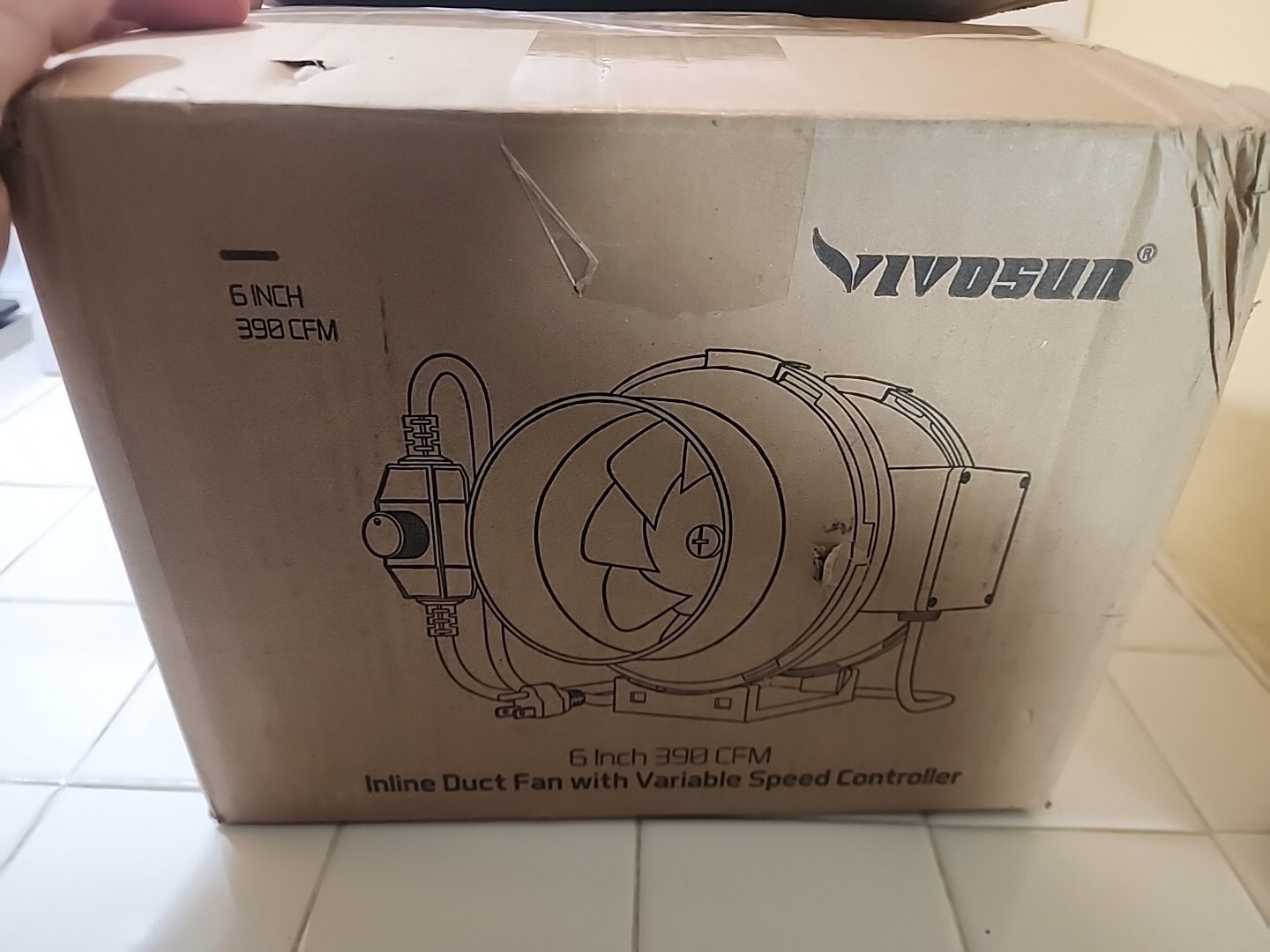 Vivosun 6" 390 CFM Inline Duct Fan W/ Variable Speed Controller 306201P-6