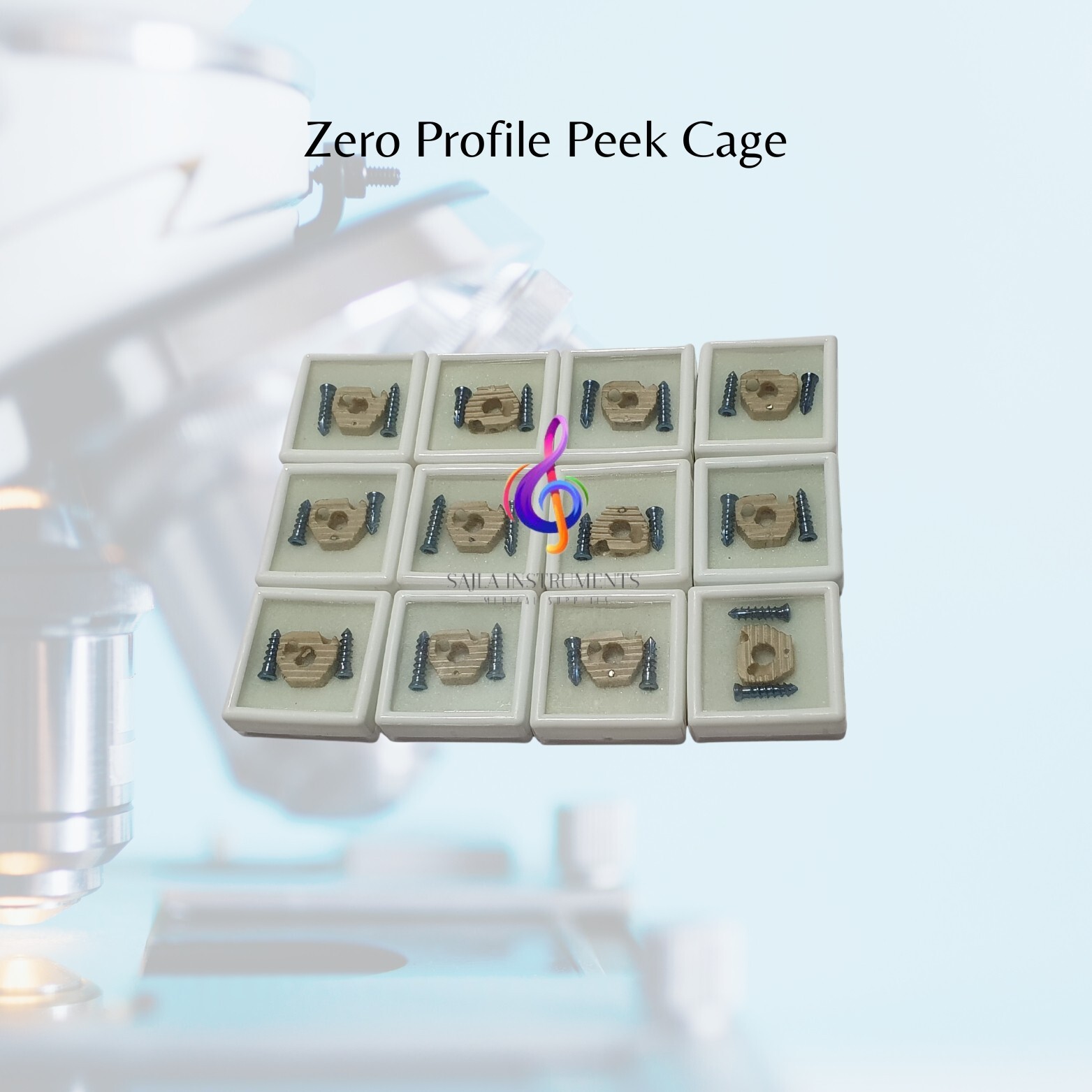 12 Cervical Cages for Spine(zero profile)(PEEK Metal) (24 titanium Screws) sajla