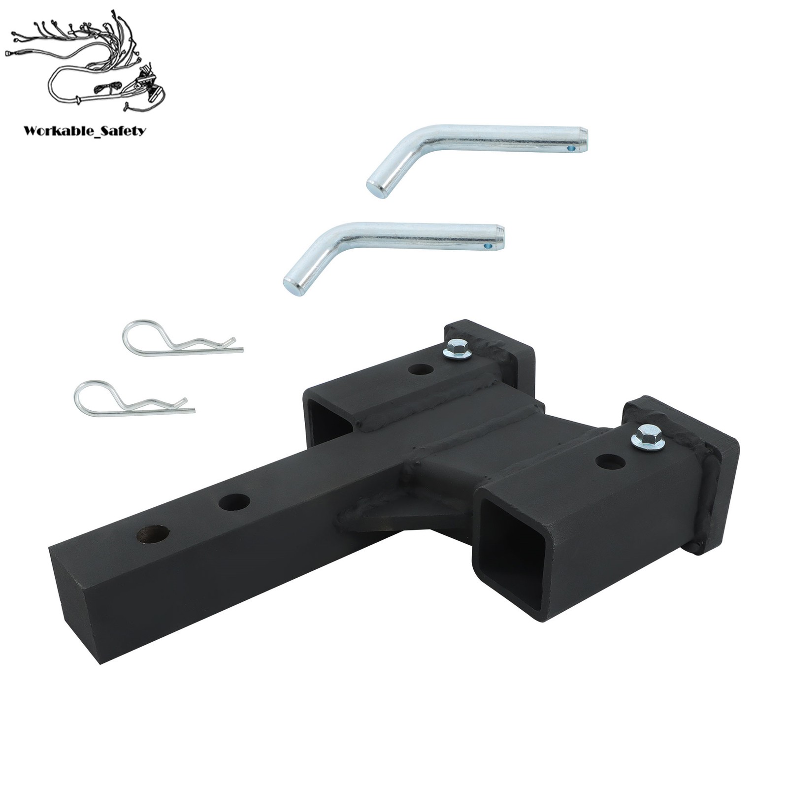 2" Receiver Dual Hitch Adapter 2" Solid Shank 10000Lbs Capacity Easy Install