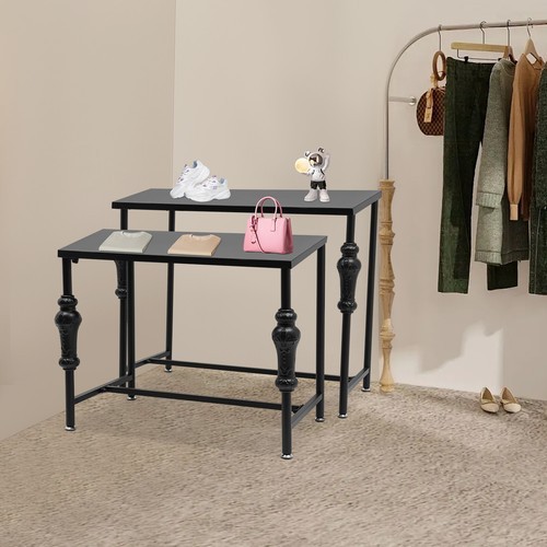 2Pcs Industrial Standing Clothing Shoes Display Rack Retail Display Tables Black
