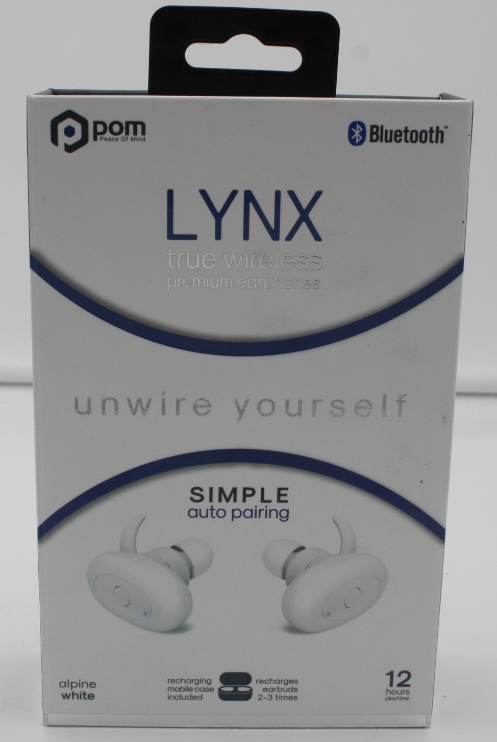 POM LYNX True Wireless Earbuds Alpine White Bluetooth 5.0 Charging Case Mic
