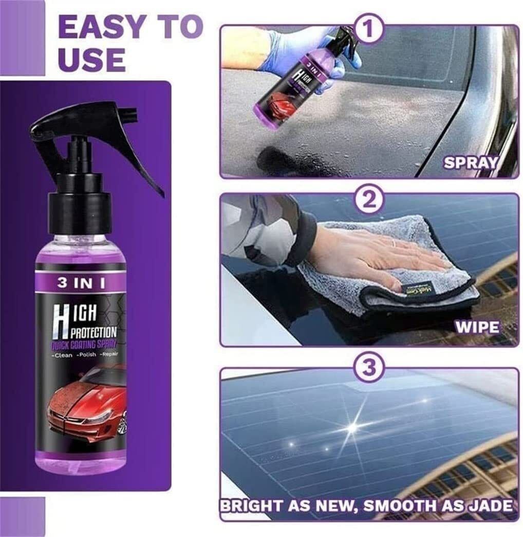 3 in 1 High Protection Quick Car Coat Ceramic Coating Spray Hydrophobic 300ML US