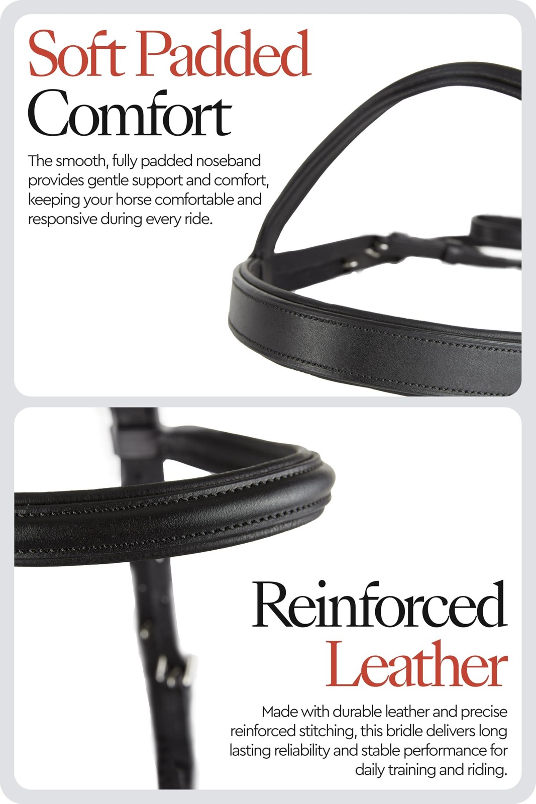 HORZE Denver Soft Leather English Side Pull Bitless Bridle for Horses | Web R...