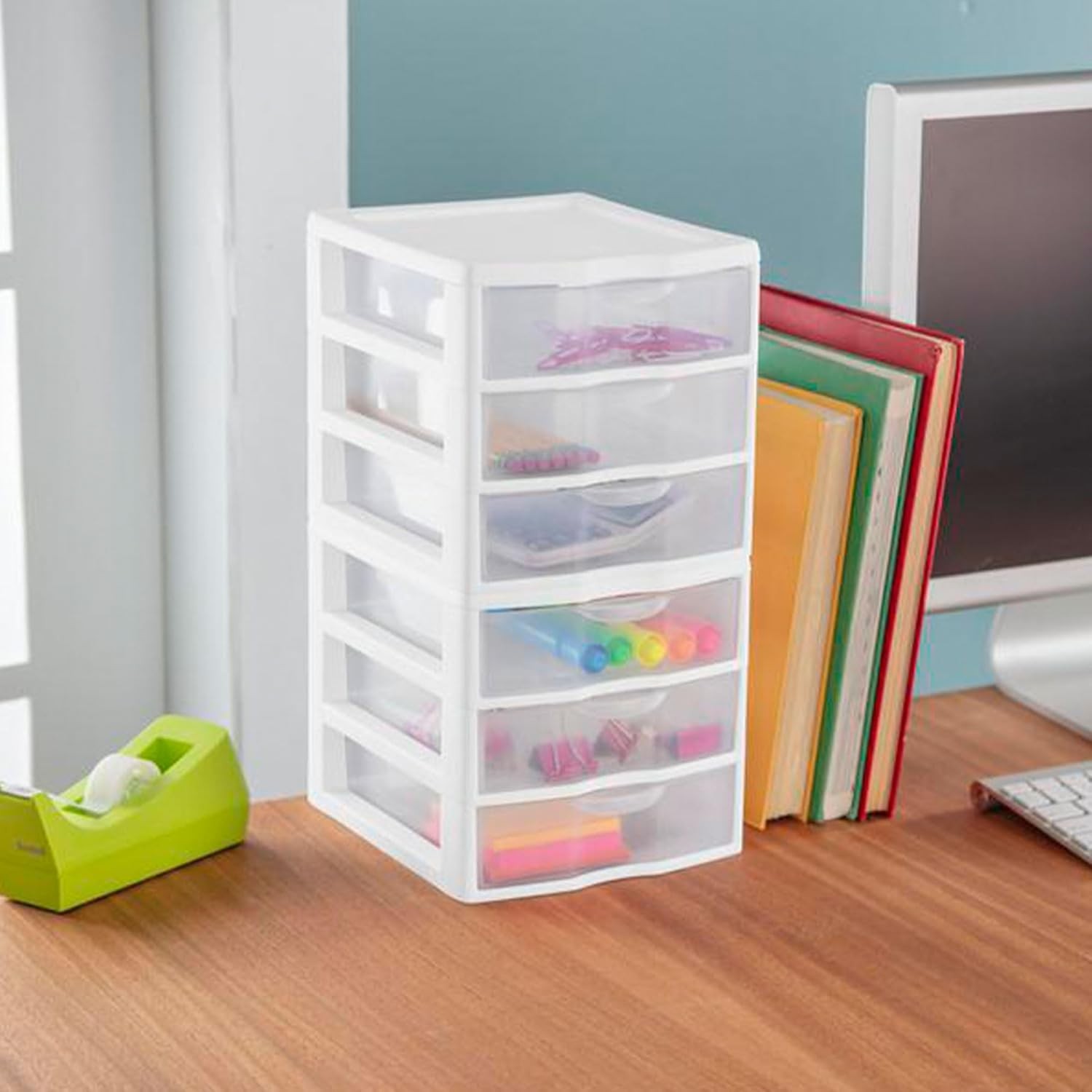 Sterilite Clearview Plastic Multipurpose Small 3 Drawer Desktop Storage Organiza