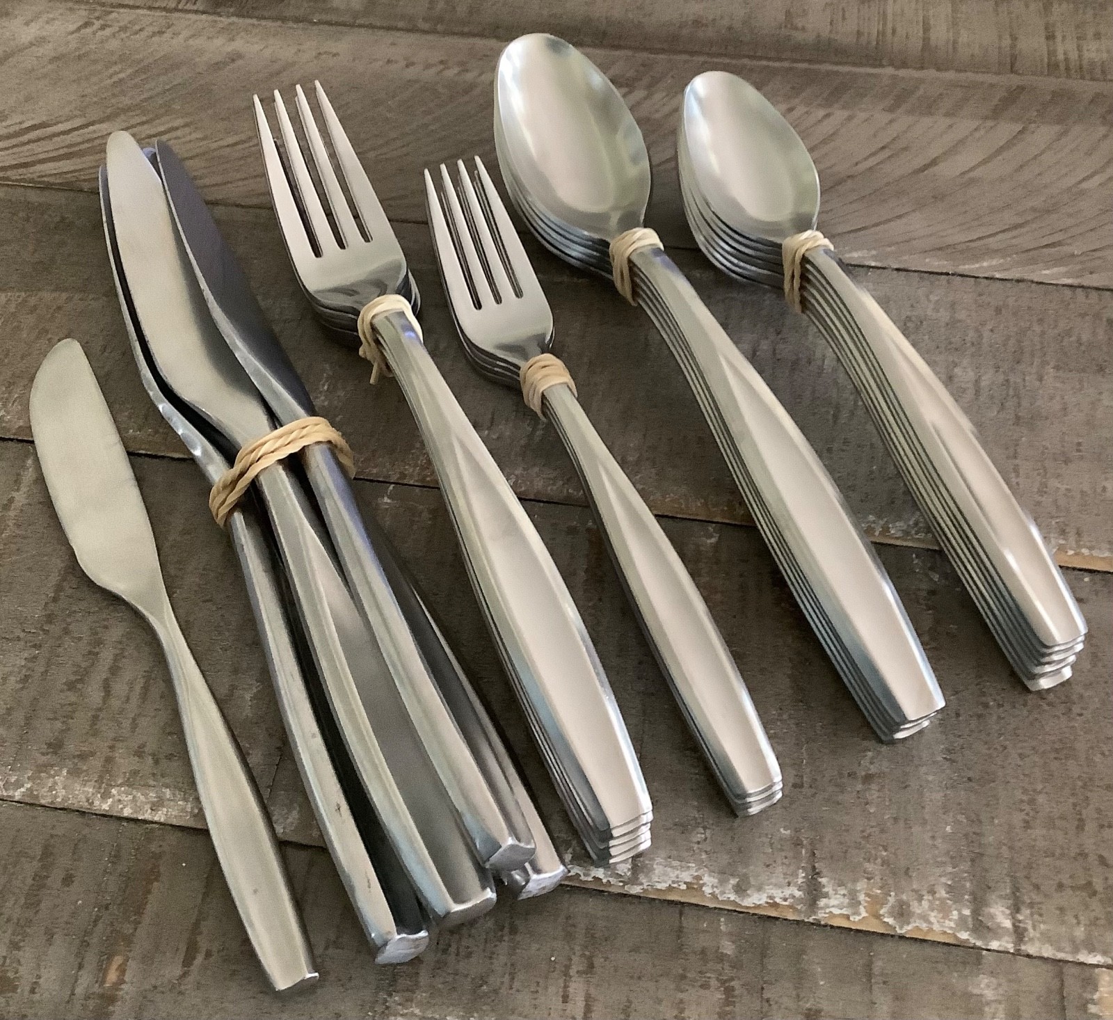 Lot of 27 Pieces Gourmet Settings BEAM Stainless Knives, Forks, Spoons, Butter