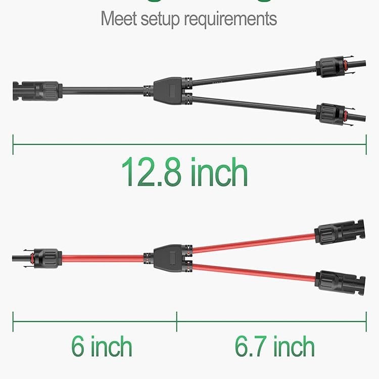 Solar Connectors Y Branch Parallel Adapter 10AWG Cable for Solar Panel (Red & Bl