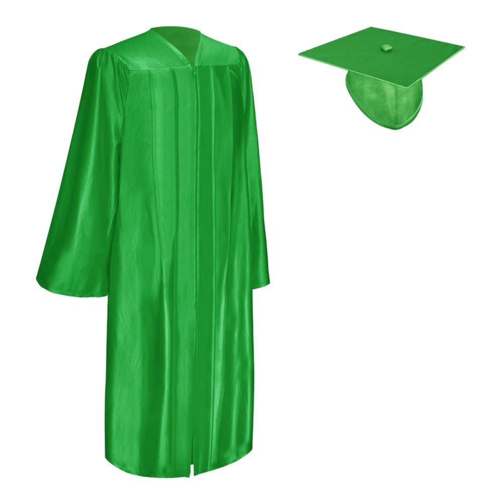 Endea Graduation Shiny Green Gown & Cap for High School & College Unisex
