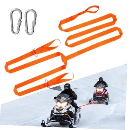 19 Ft Long Snowmobile Tow Straps Snowmobile Accessories with 2 Locking Orange