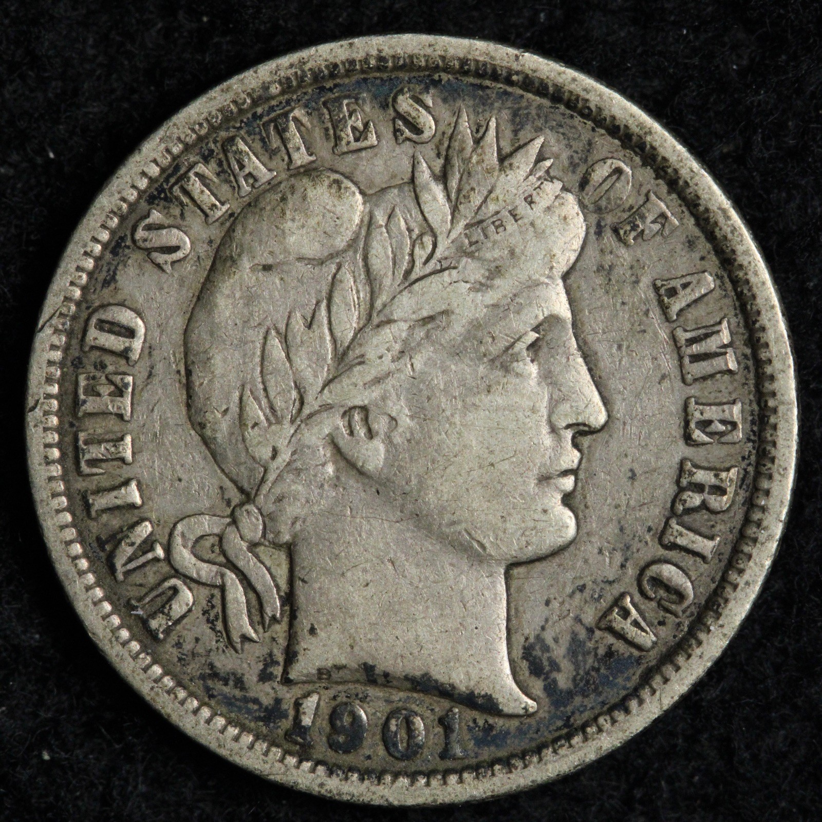 1901-O Barber Silver Dime AU E244 ARUFA