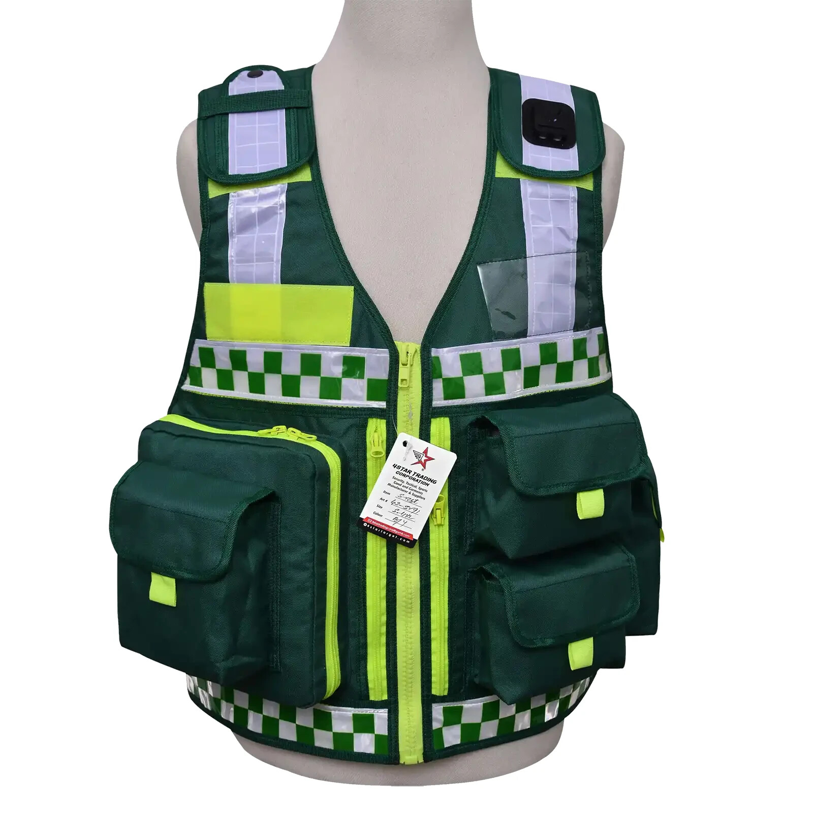 Hi-Viz Green Safety Vest EMS Paramedic First Responder Reflective FREE SHIPPING