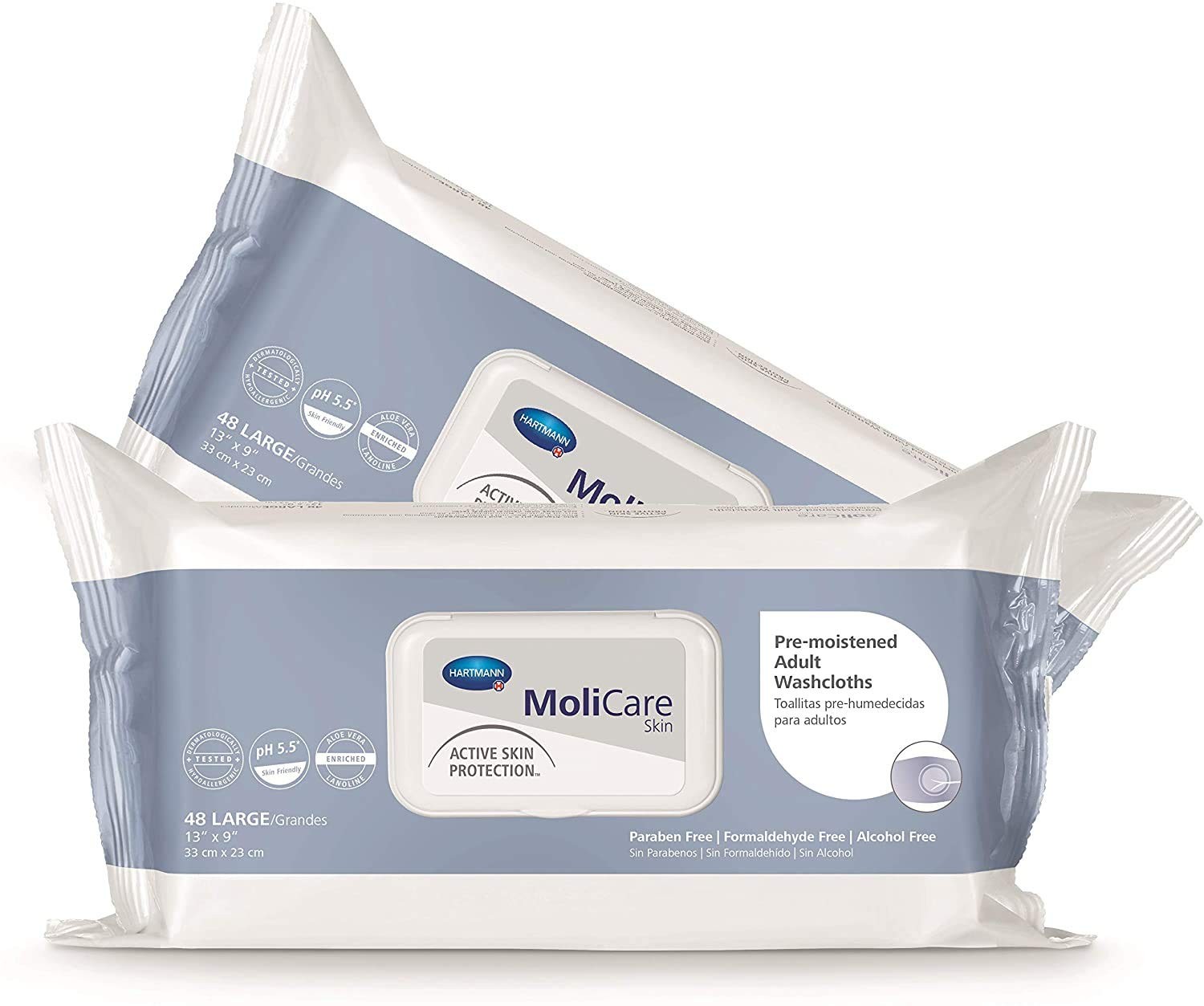 MoliCare Skin Washcloths Soft Pack Aloe Vera/Lanolin 96 Count (2 White