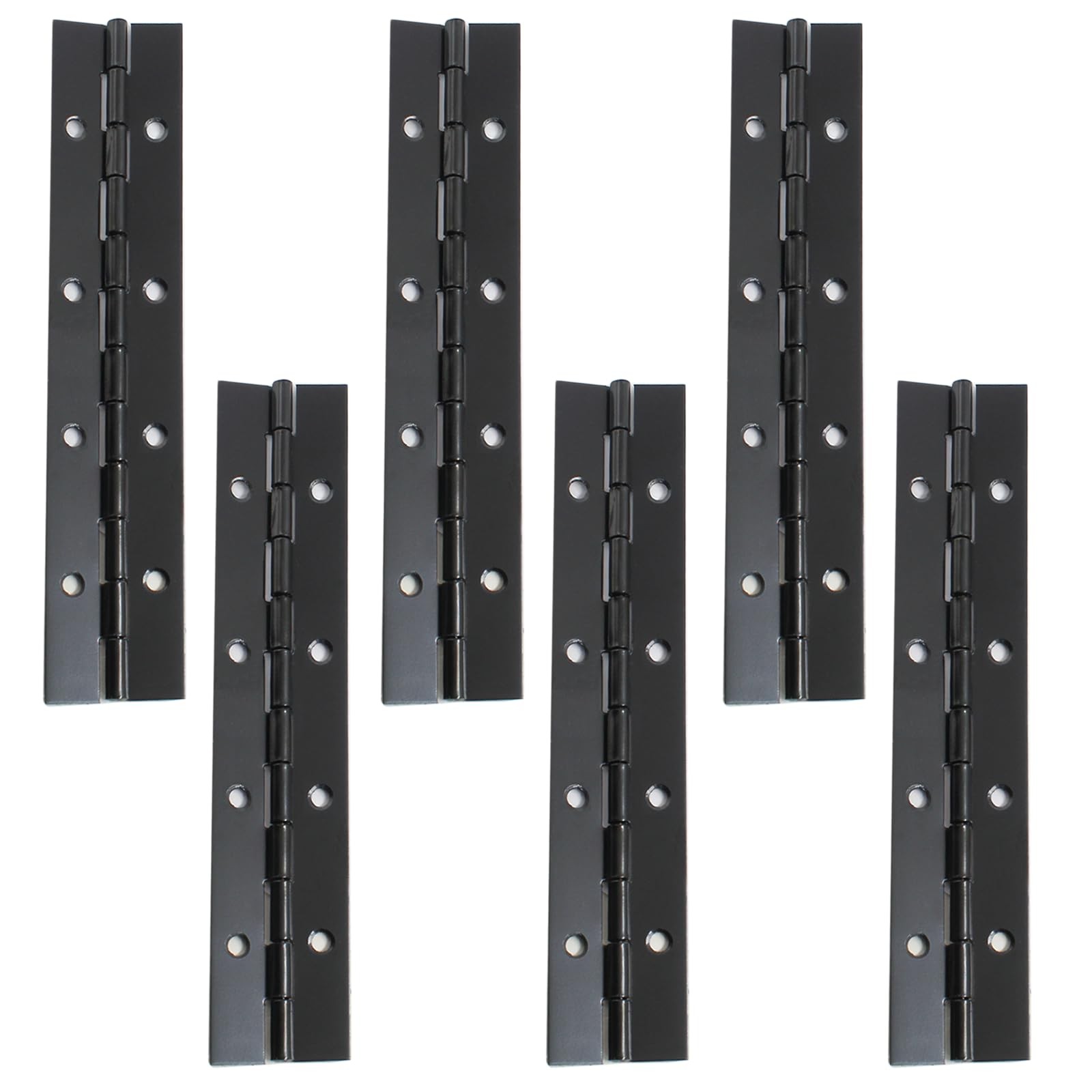 6 PCS 8 Inch Piano Hinge Heavy Duty Black Continuous 0.04 Inch Thickness