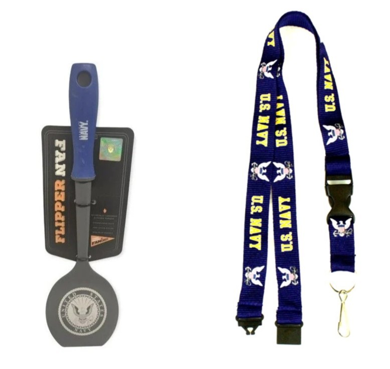 2 PC SET US Navy Nylon Spatula Pancake Flipper BBQ and Navy Lanyard Both New