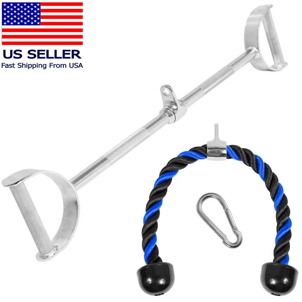 Home Gym Cable Attachment Handle Machine Strength Exercise Chrome Press Down LAT